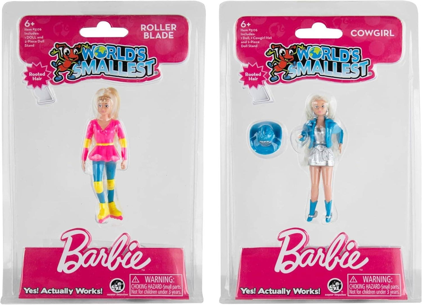 World's Smallest Barbie Cowgirl and Rollerblader Figures